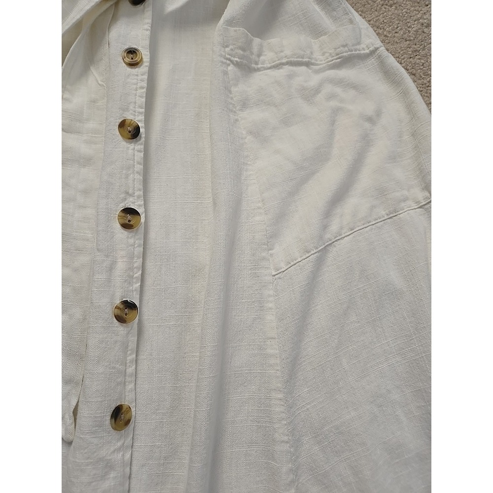 SONOMA Goods for Life + Now & Gen Linen-Blend Midi ShirtdressWhite Sz S - Picture 6 of 10